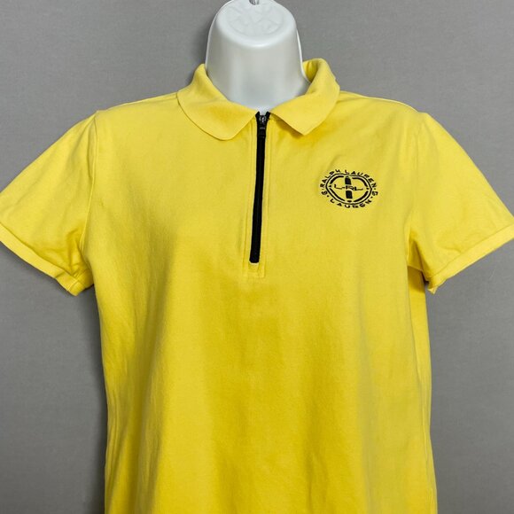 L-RL Ralph Lauren Active Polo Shirt Quarter Zip Women Small Yellow Short Sleeve - Picture 3 of 11